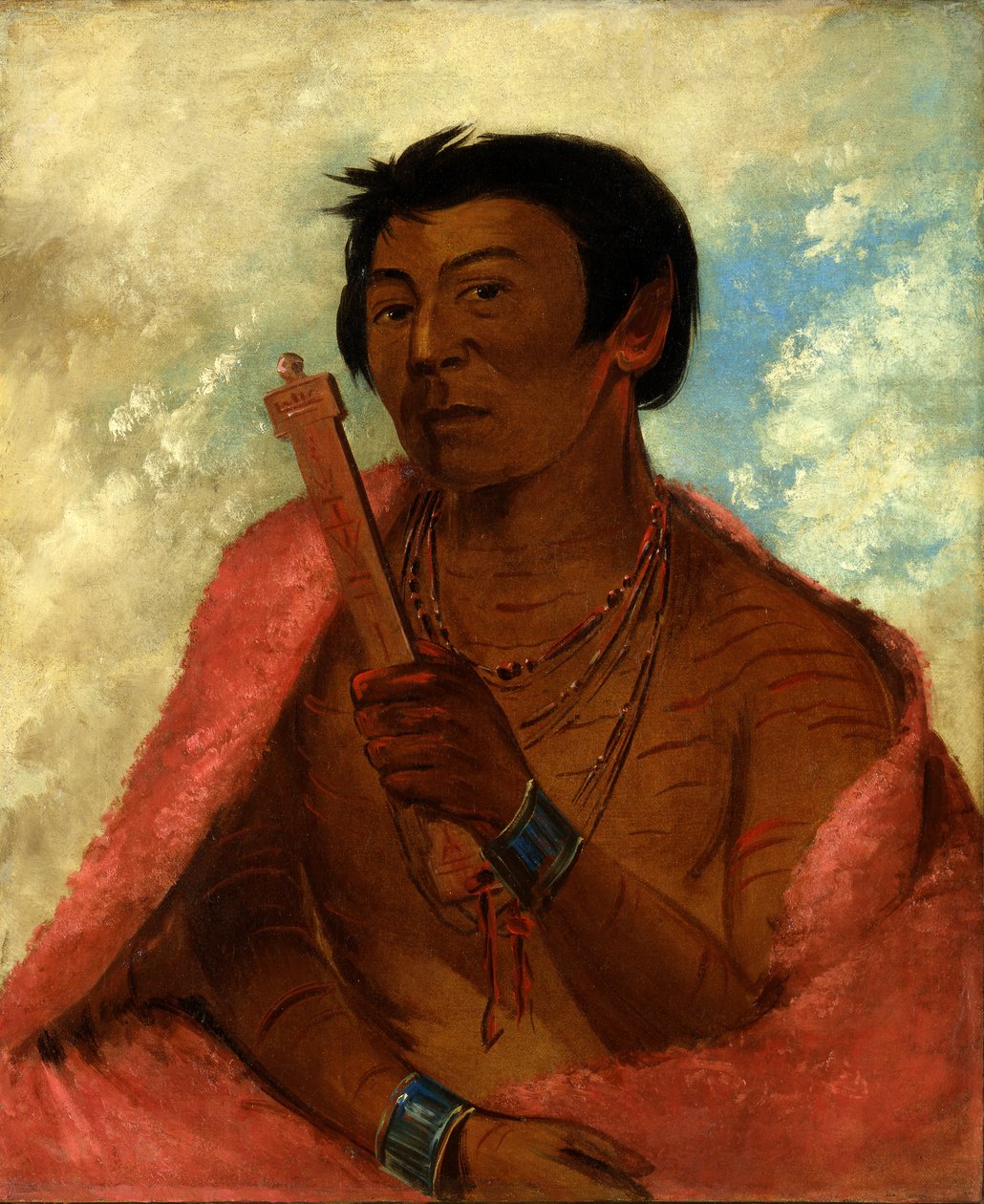 On-sáw-kie, The Sauk, in the Act of Praying, 1830 by George Catlin