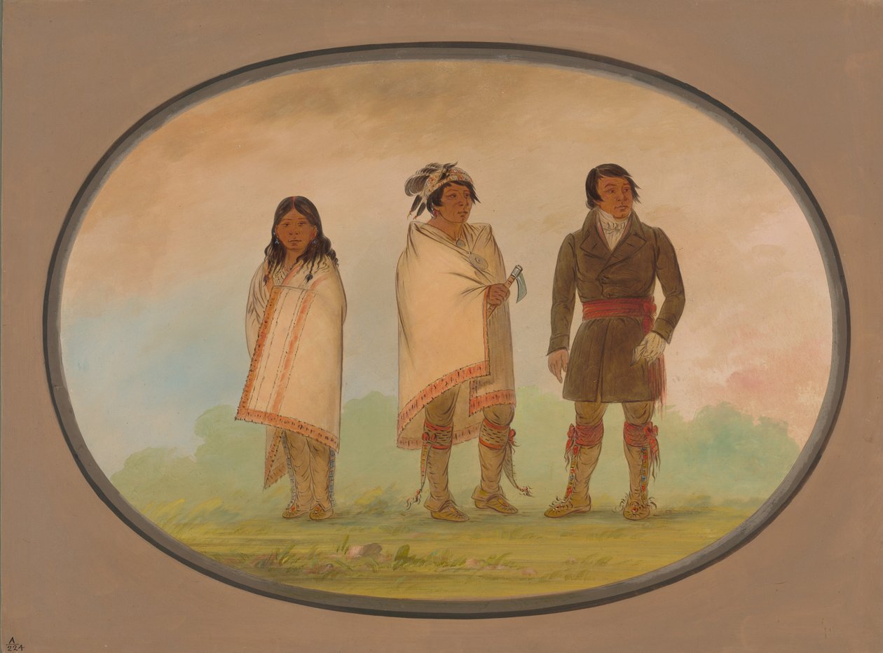 Oneida Chief, His Sister, and a Missionary, 18611869 by George Catlin