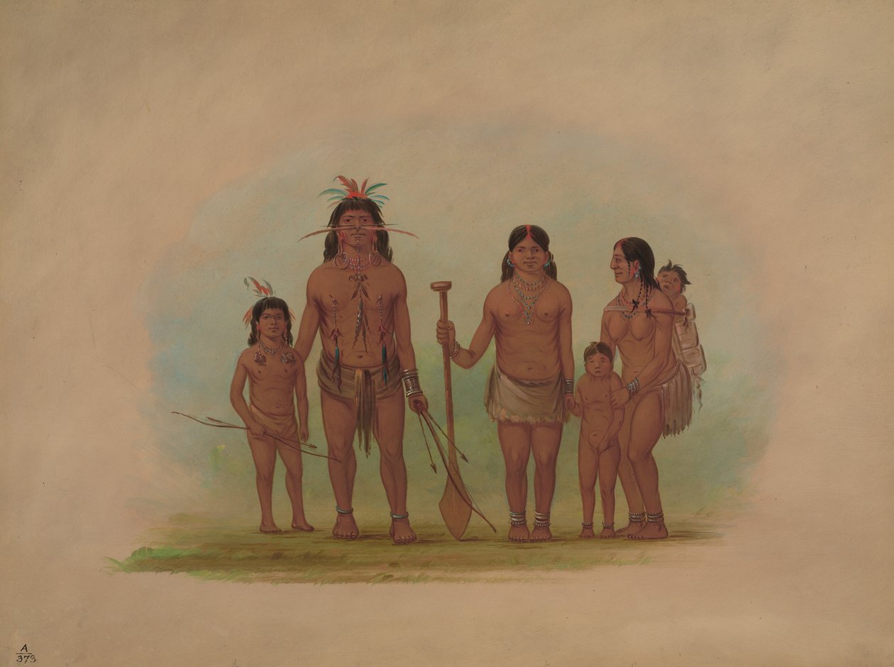 Orejona Chief and Family, 1854-1869 by George Catlin