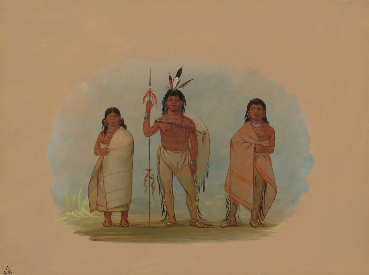 Ottowa Chief, His Wife, and a Warrior by George Catlin