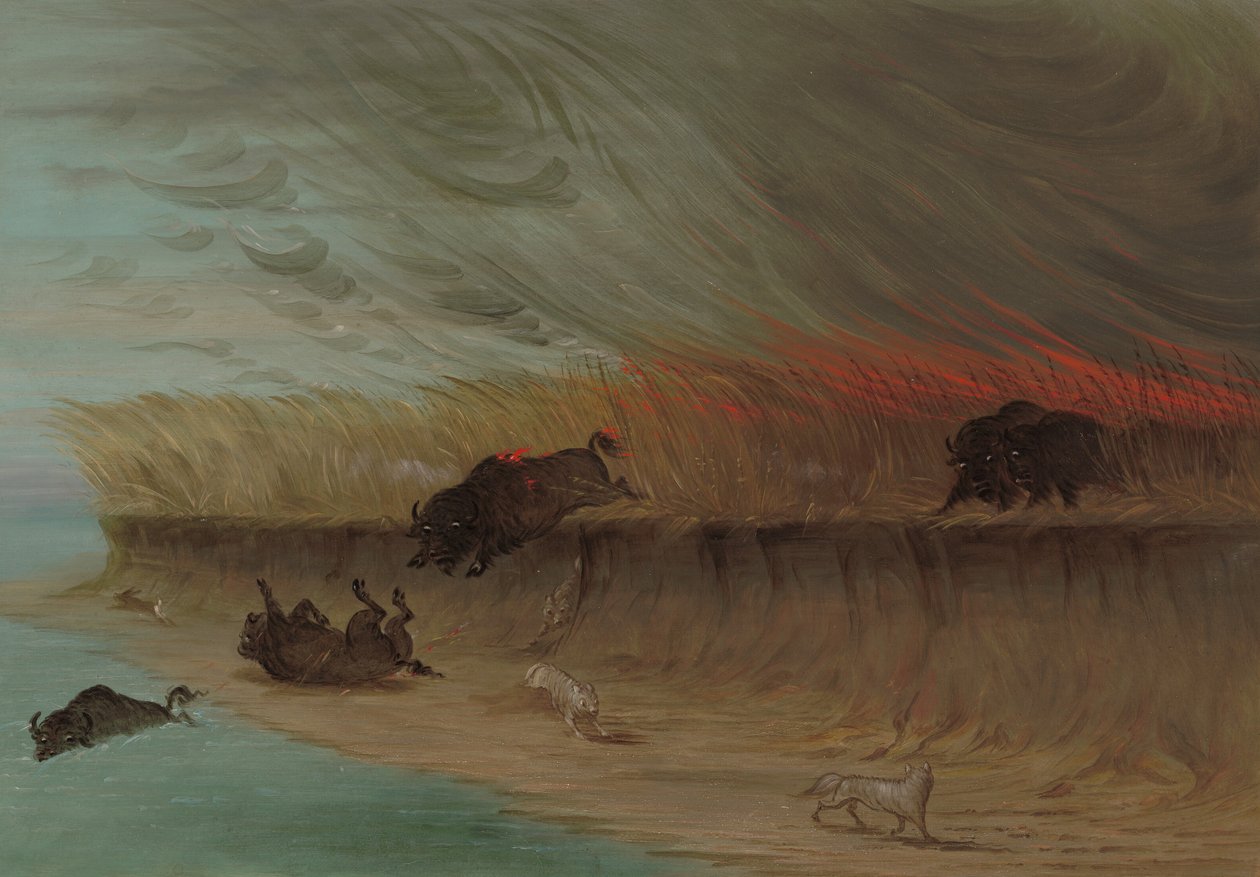 Prairie Meadows Burning, 1861-1869 by George Catlin