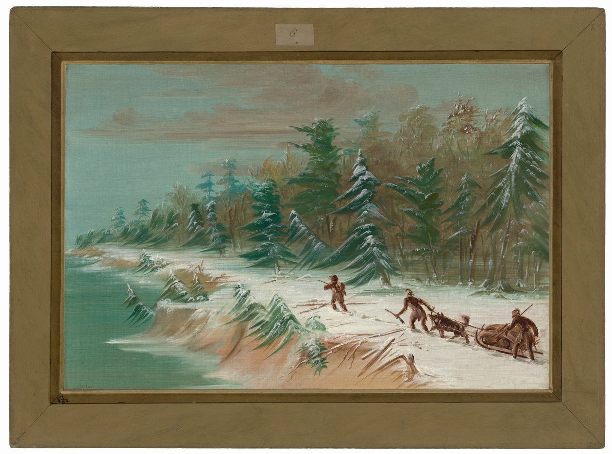 Returning to Fort Frontenac by Sled. February 1679 by George Catlin