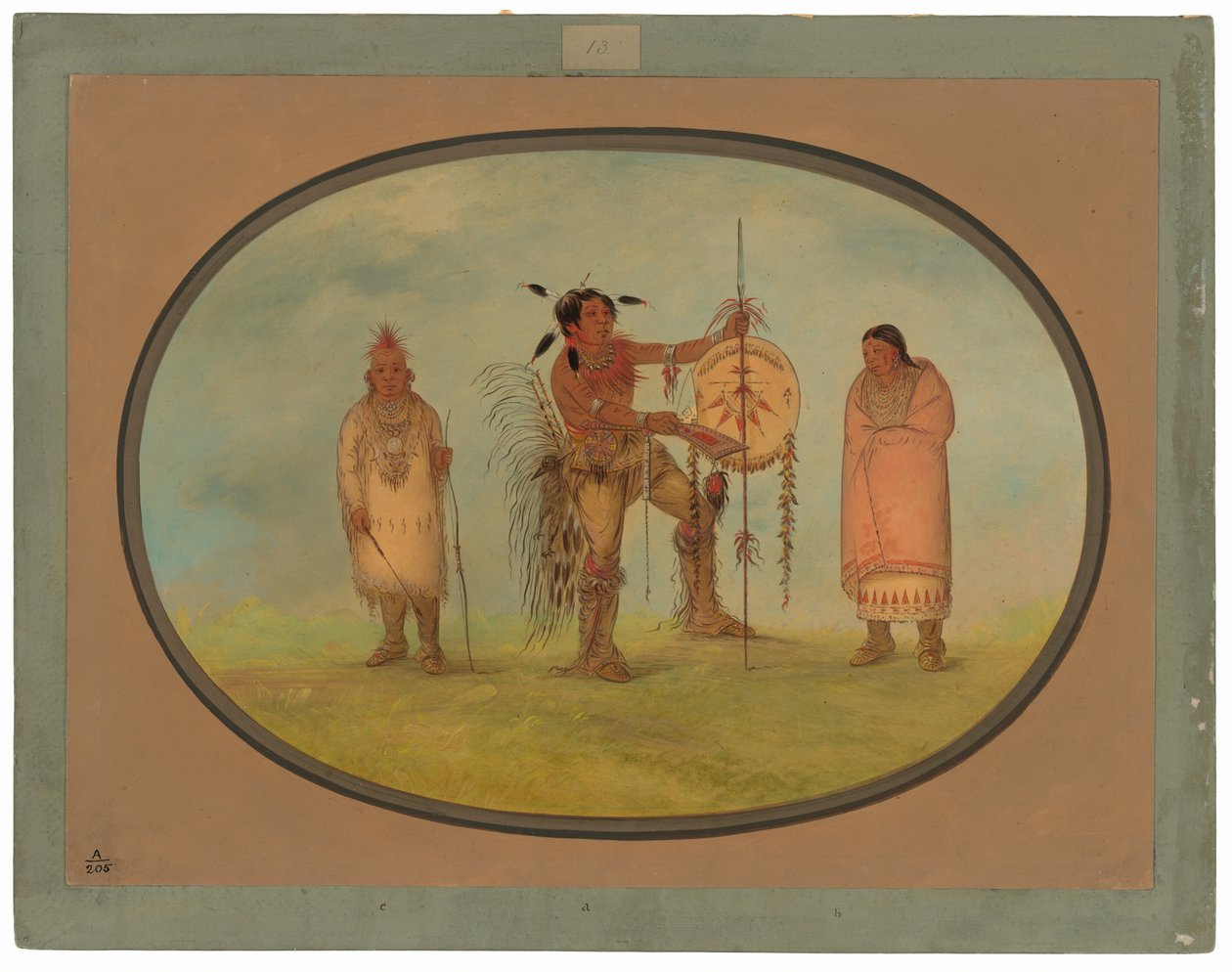 Saukie Warrior, His Wife, and a Boy by George Catlin