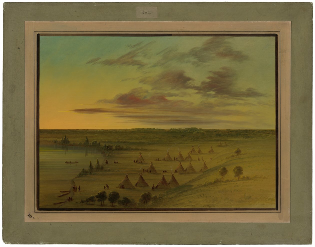 Sioux Village - Lac du Cygne by George Catlin