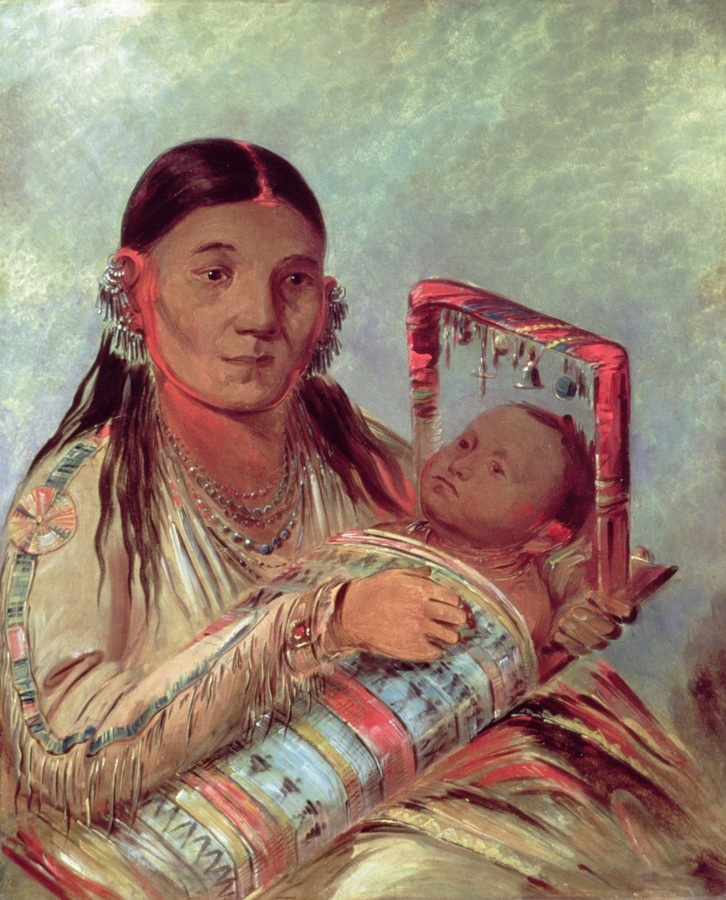Sioux mother and baby by George Catlin