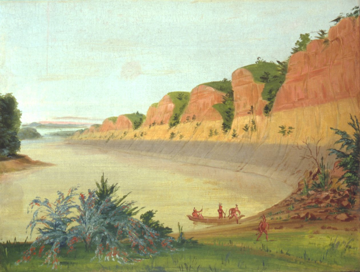 South Side of Buffalo Island, Showing Buffalo Berries in the Foreground by George Catlin