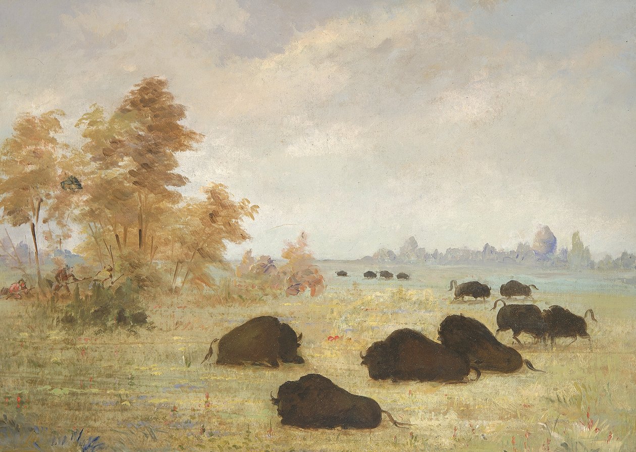 Stalking Buffalo, Arkansas by George Catlin