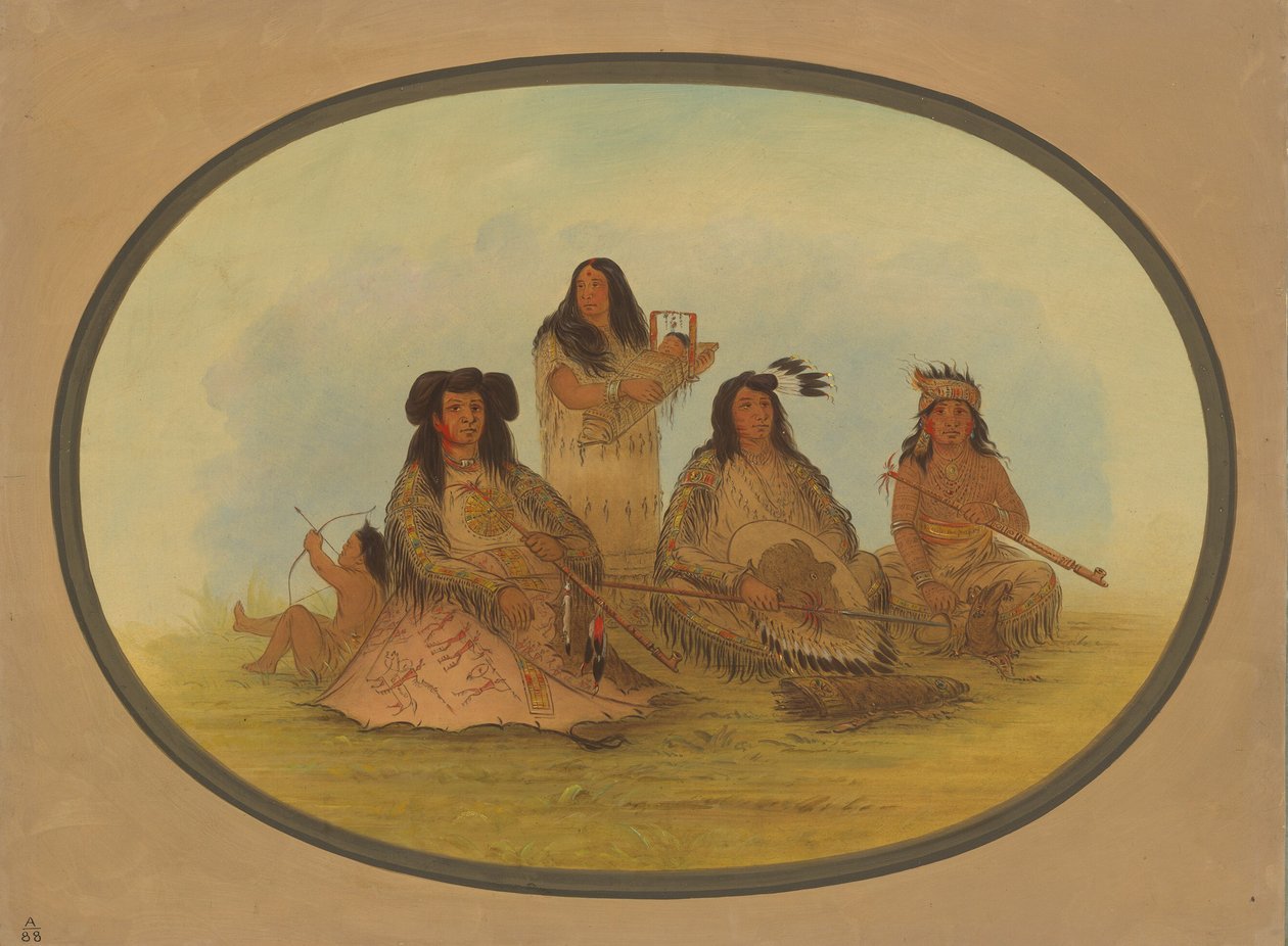 The Sioux Chief with Several Indians by George Catlin
