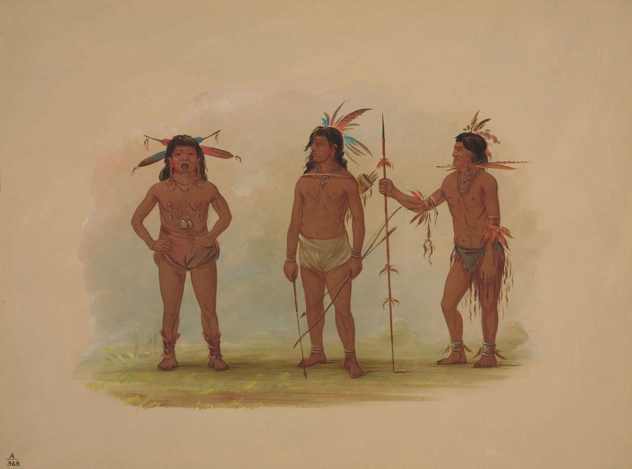 Three Omagua Men, 1854-1869 by George Catlin