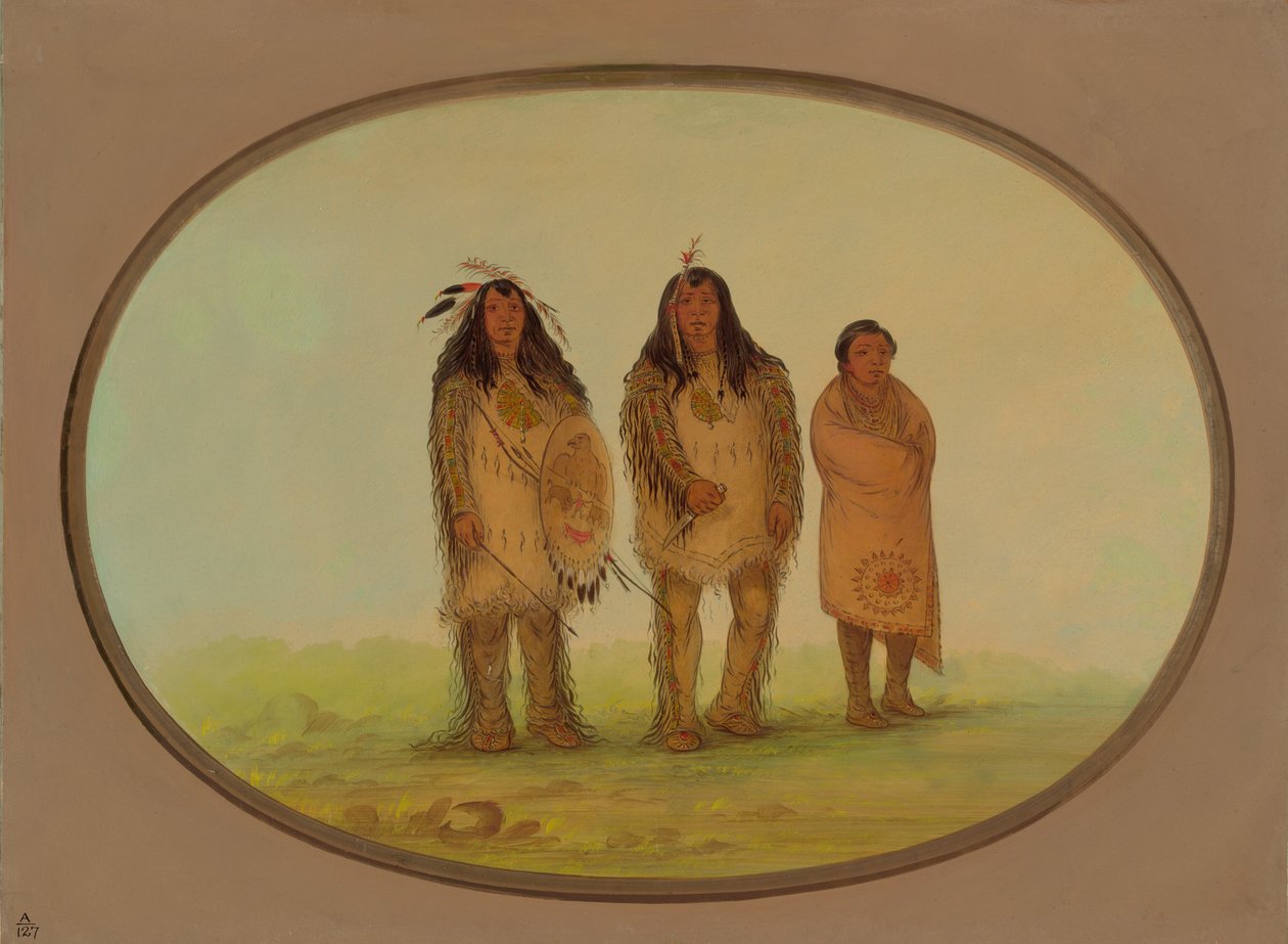 Two Nezperce Warriors and a Boy, 1855-1869 by George Catlin