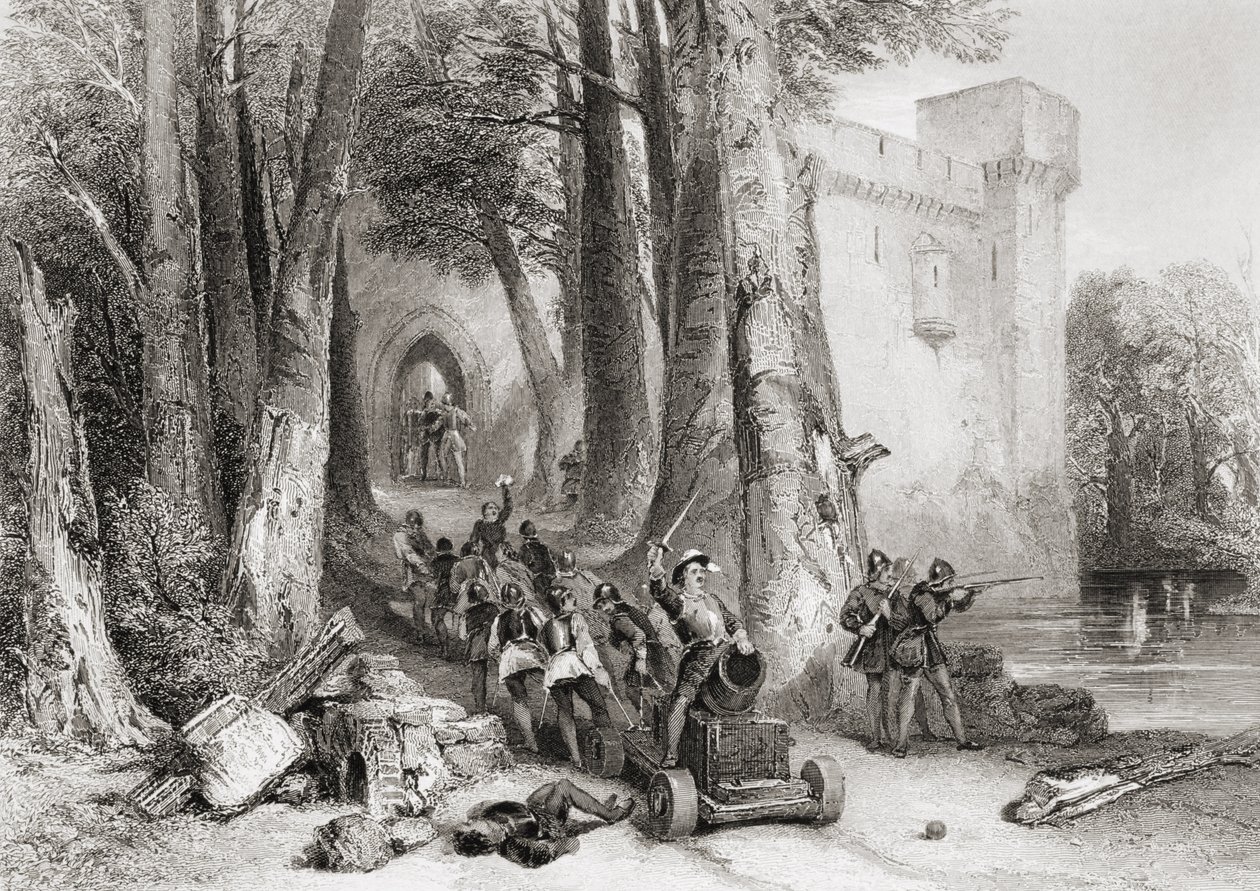The Siege of Lathom House, 1644, engraved by W. Topham by George Cattermole