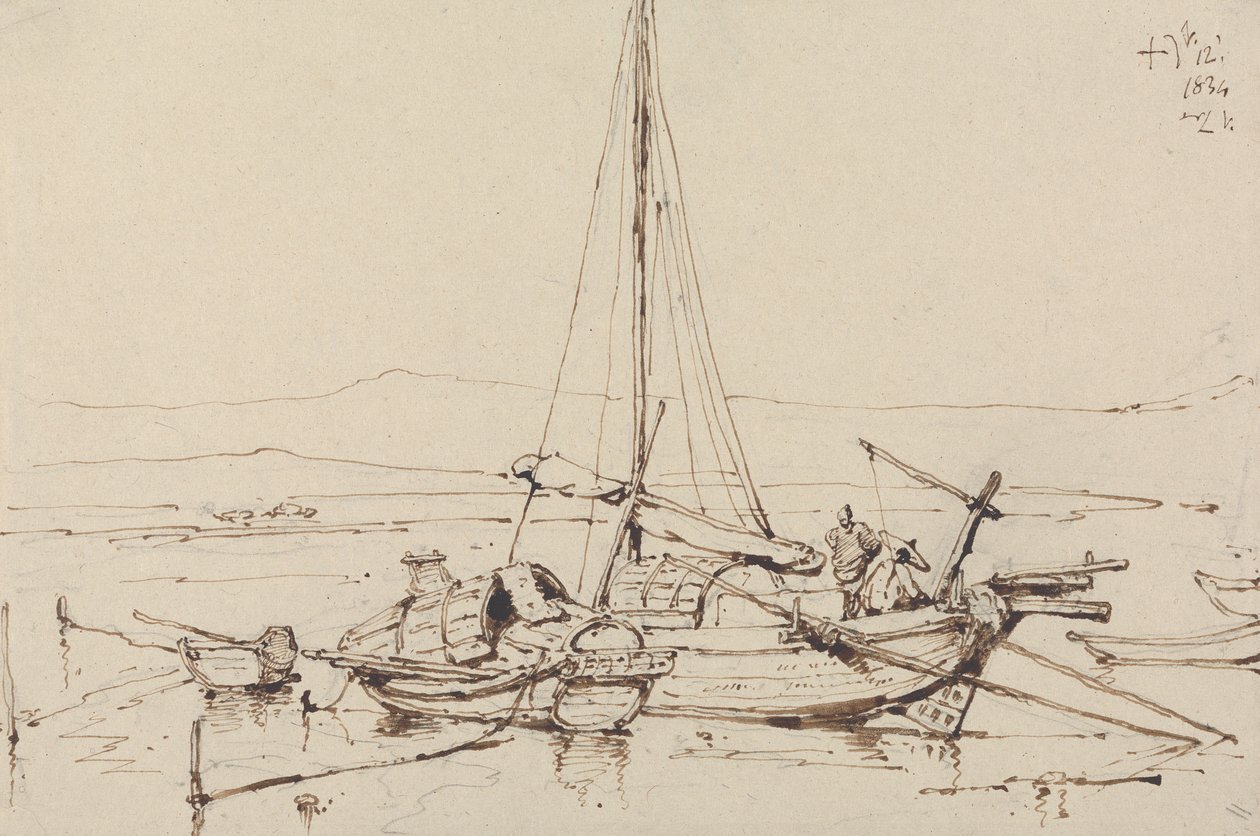 Chinese Boats, 1834 by George Chinnery