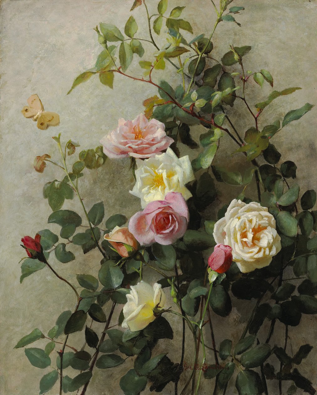 Roses on a Wall by George Cochran Lambdin