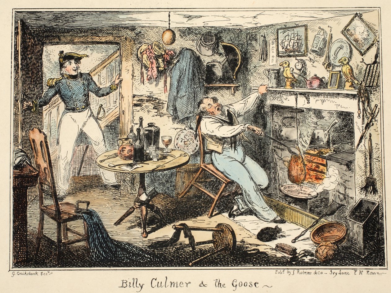Billy Culmer & the Goose, from Greenwich Hospital, a Series of Naval Sketches, Descriptive of a Life of a Man-of-Wars Man by George Cruikshank