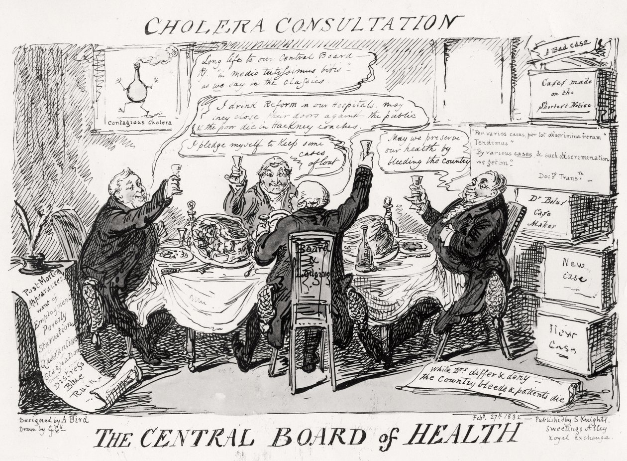 Cholera Consultation at The Central Board of Health, published on Feb 27th 1832 by George Cruikshank