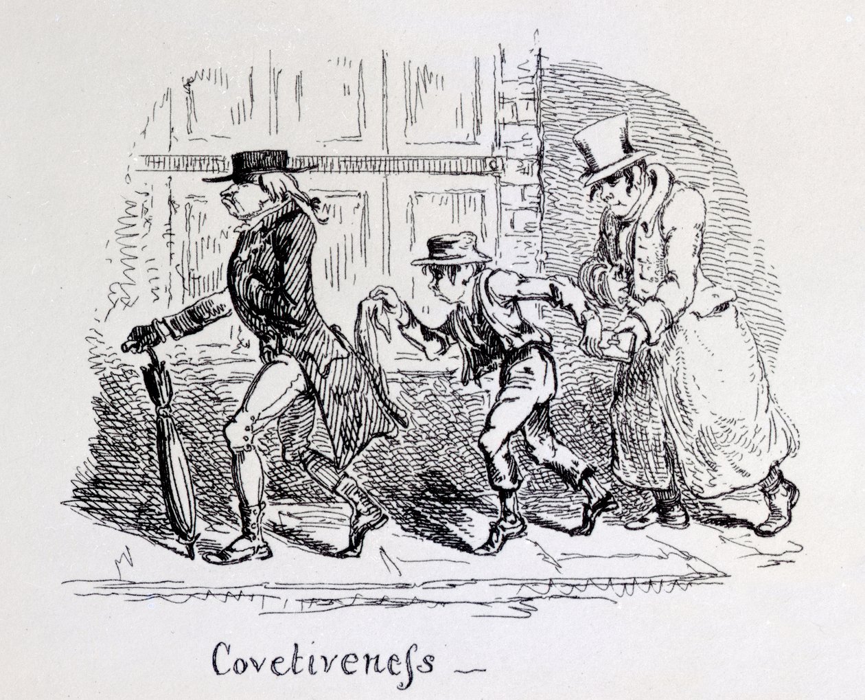 Covetiveness from Phrenological Illustrations, 1826 by George Cruikshank