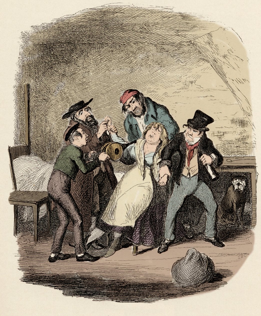 Mr Fagin and his pupil reviving Nancy - Illustration for 