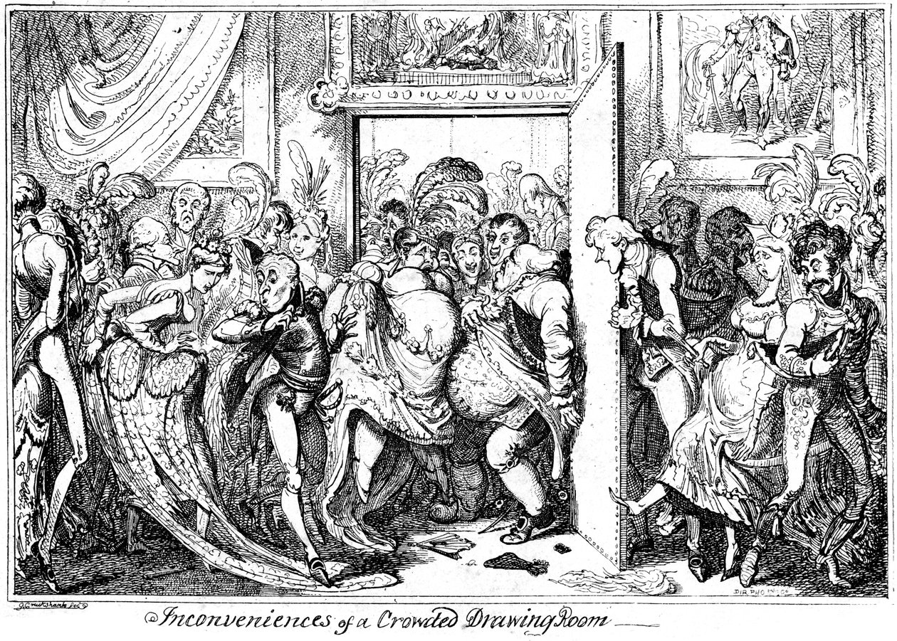 Inconvenience of a Crowded Drawing Room by George Cruikshank