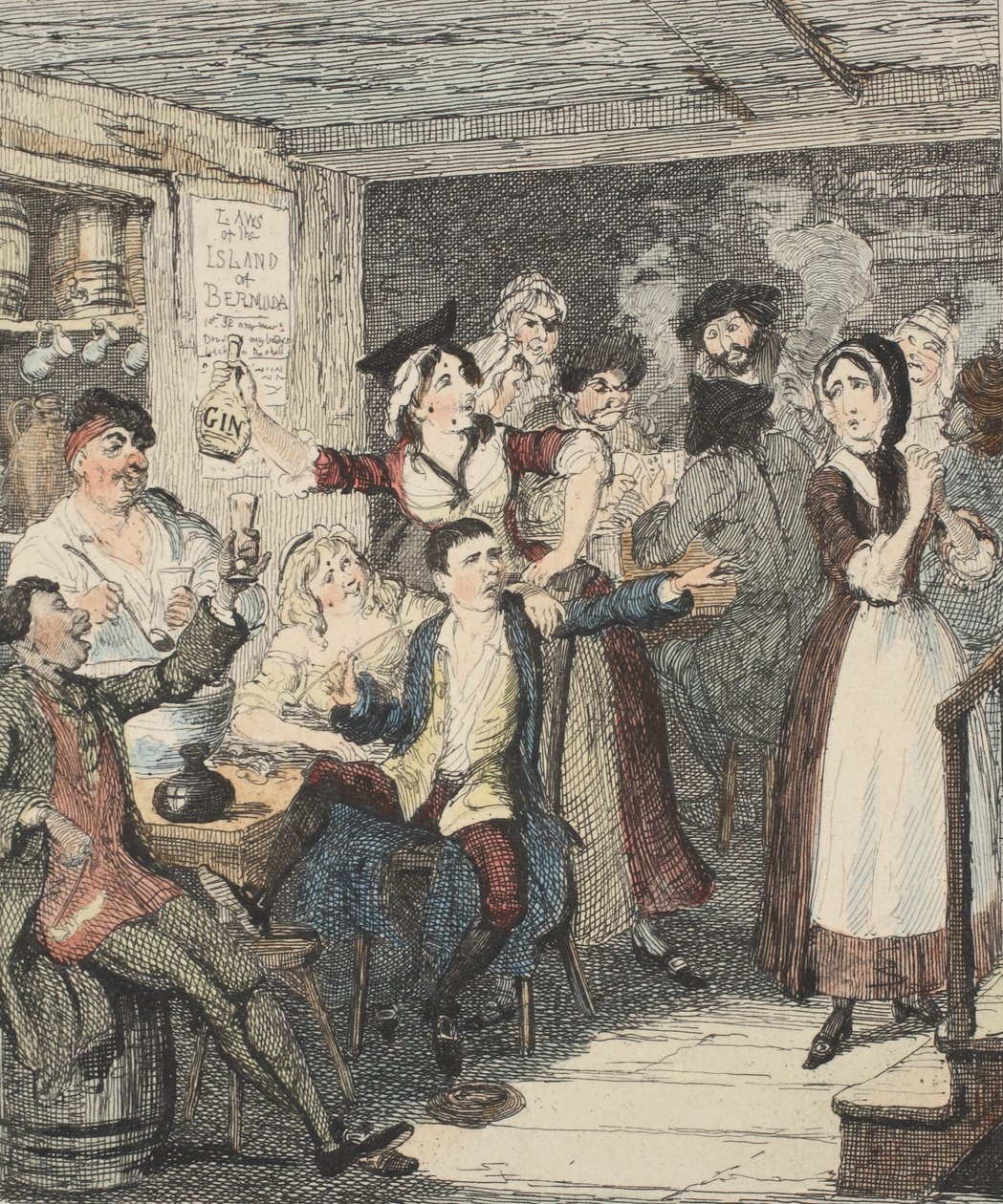 Jack Sheppard Gets Drunk and Orders His Mother Off, Illustration from Jack Sheppard: A Romance by William Harrison Ainsworth by George Cruikshank