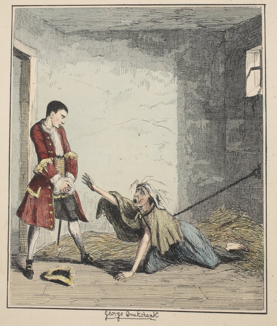 Jack Sheppard Visits His Mother in Bedlam, Illustration from Jack Sheppard: A Romance by William Harrison Ainsworth by George Cruikshank