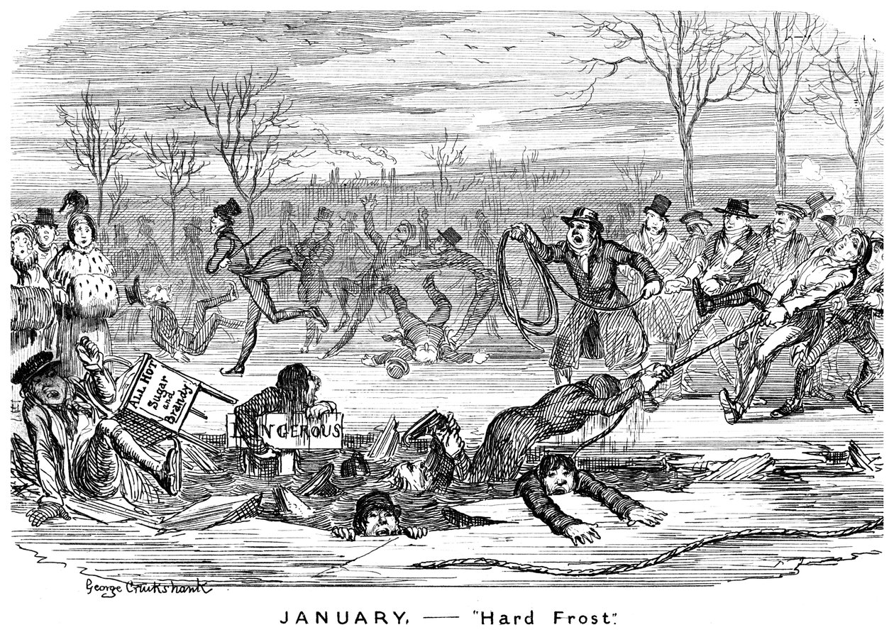January - Hard Frost by George Cruikshank