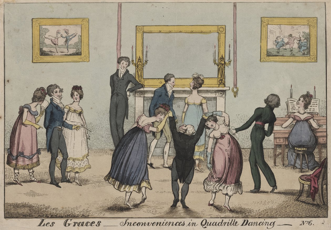 Les Graces, Inconveniences in Quadrille Dancing by George Cruikshank