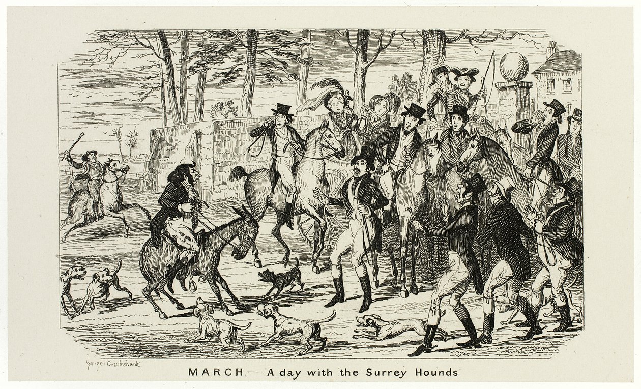 March - A Day With the Surrey Hounds from George Cruikshank