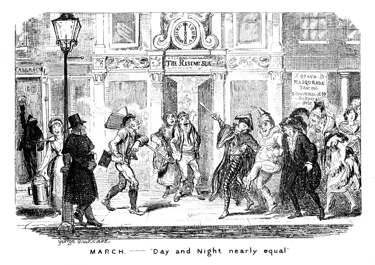 March - Day and Night Nearly Equal by George Cruikshank