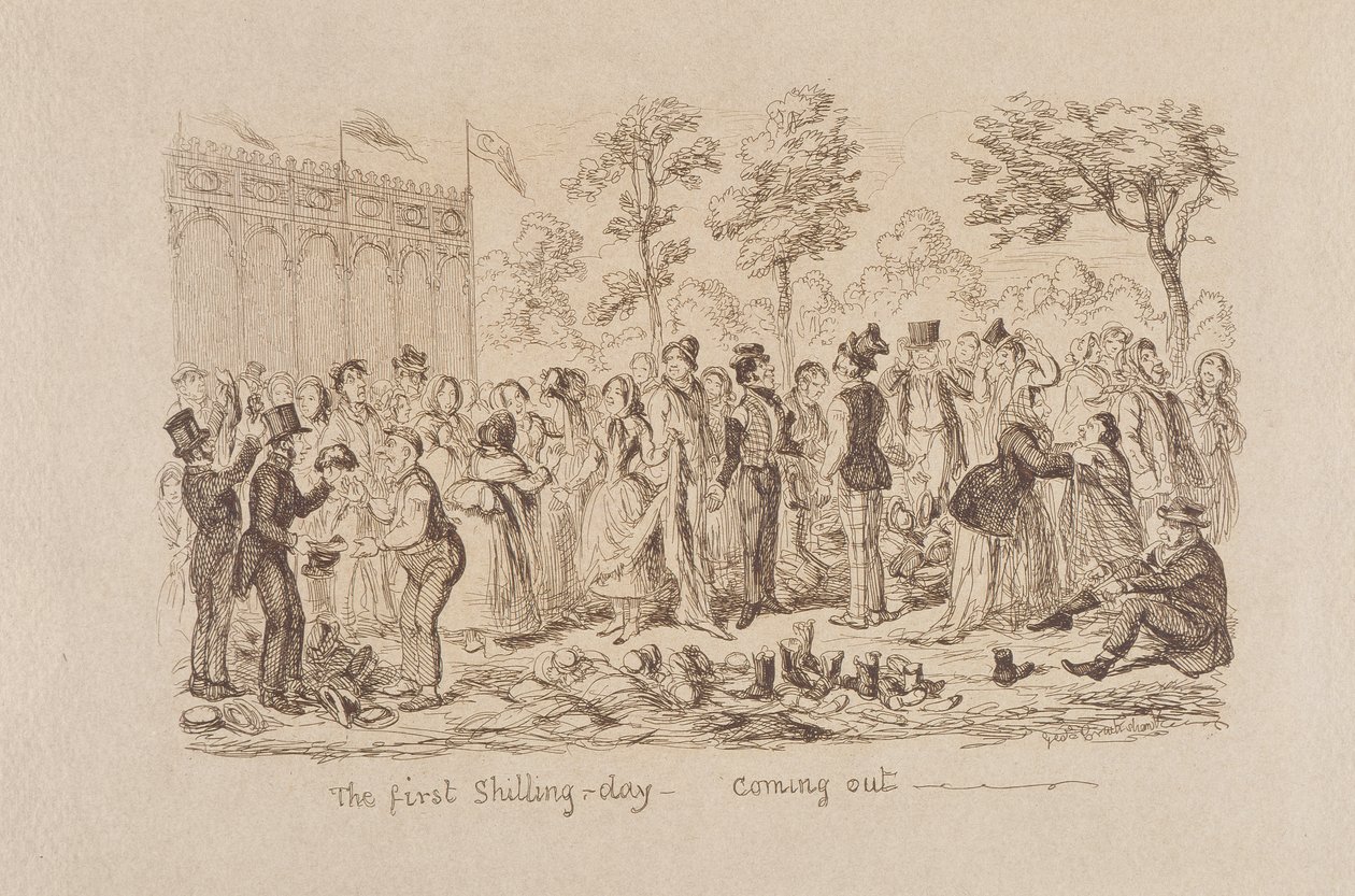 Mayhews Great Exhibition of 1851: The First Shilling Day - Coming Out, 1851 by George Cruikshank