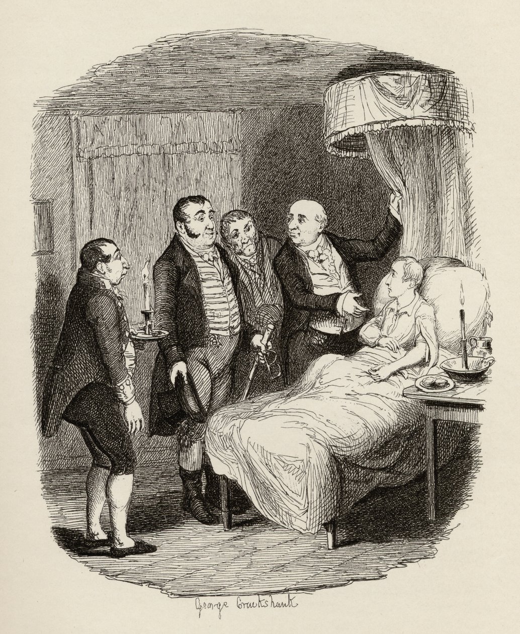 Oliver waited on by the Bow Street Runners, from 