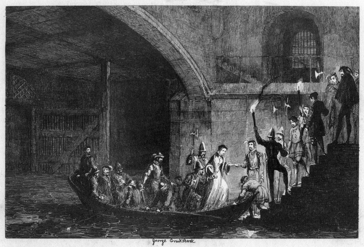 Queen Jane and Lord Guilford Dudley brought back to the Tower by George Cruikshank