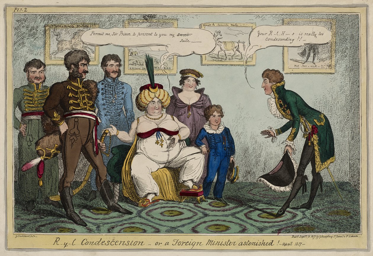 Royal Condescension or, A Foreign Minister Astonished! - April 1817 -, September 15 by George Cruikshank