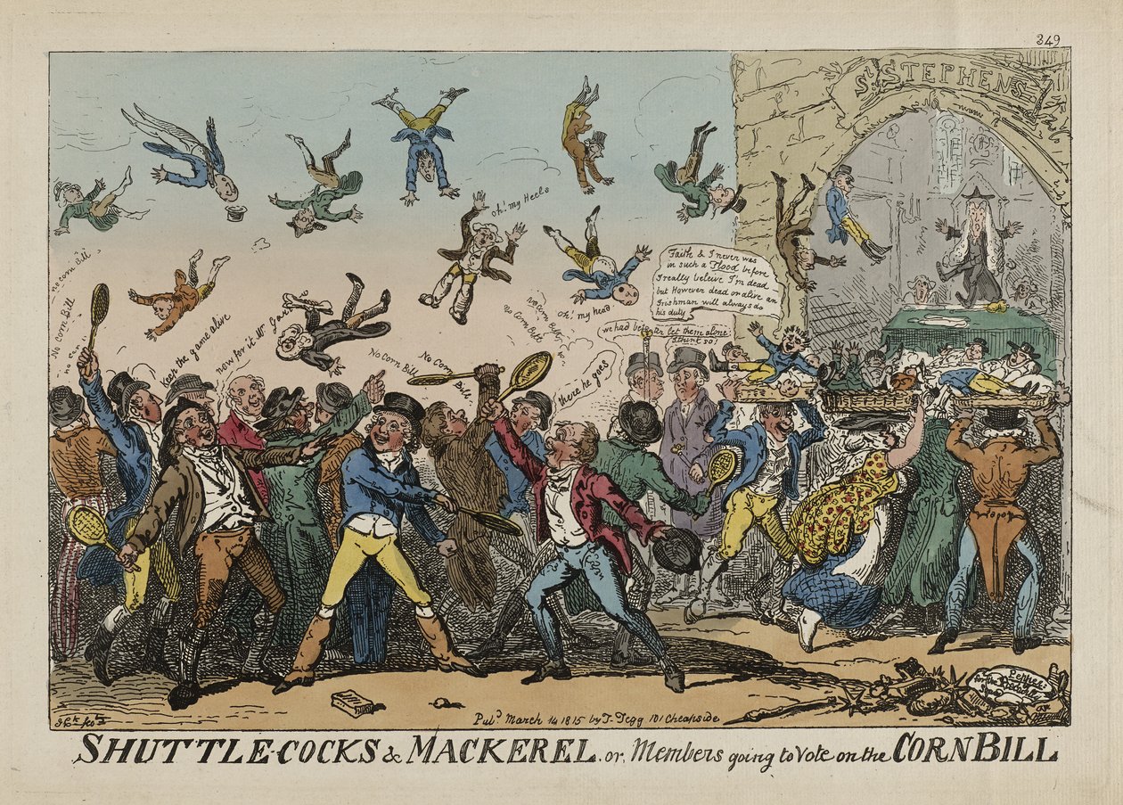 Shuttlecocks and Mackerel, or Members Going to Vote on the Corn Bill, March 14 by George Cruikshank