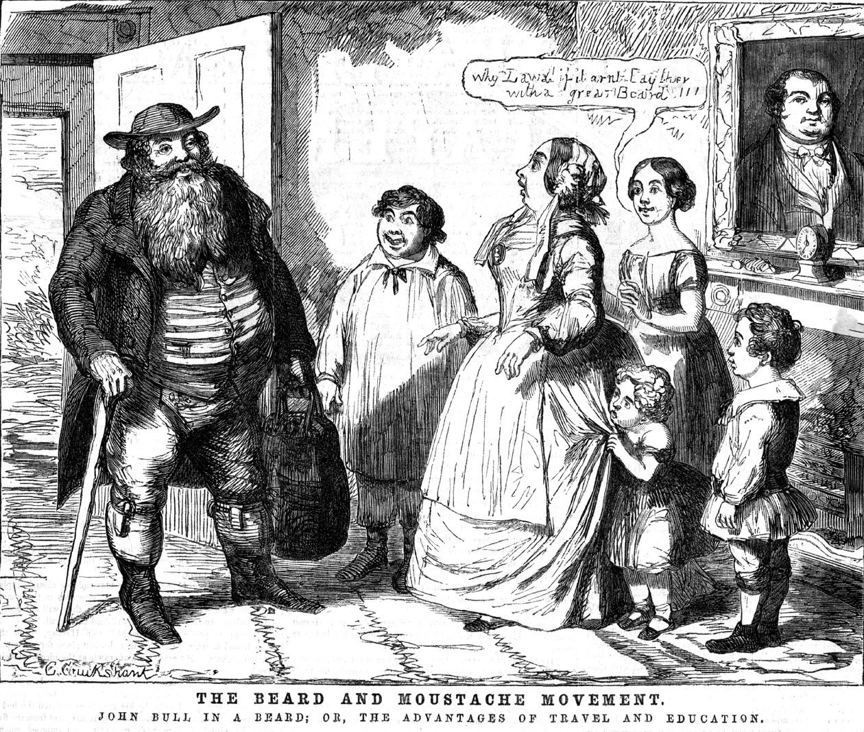 The Beard and Moustache Movement by George Cruikshank