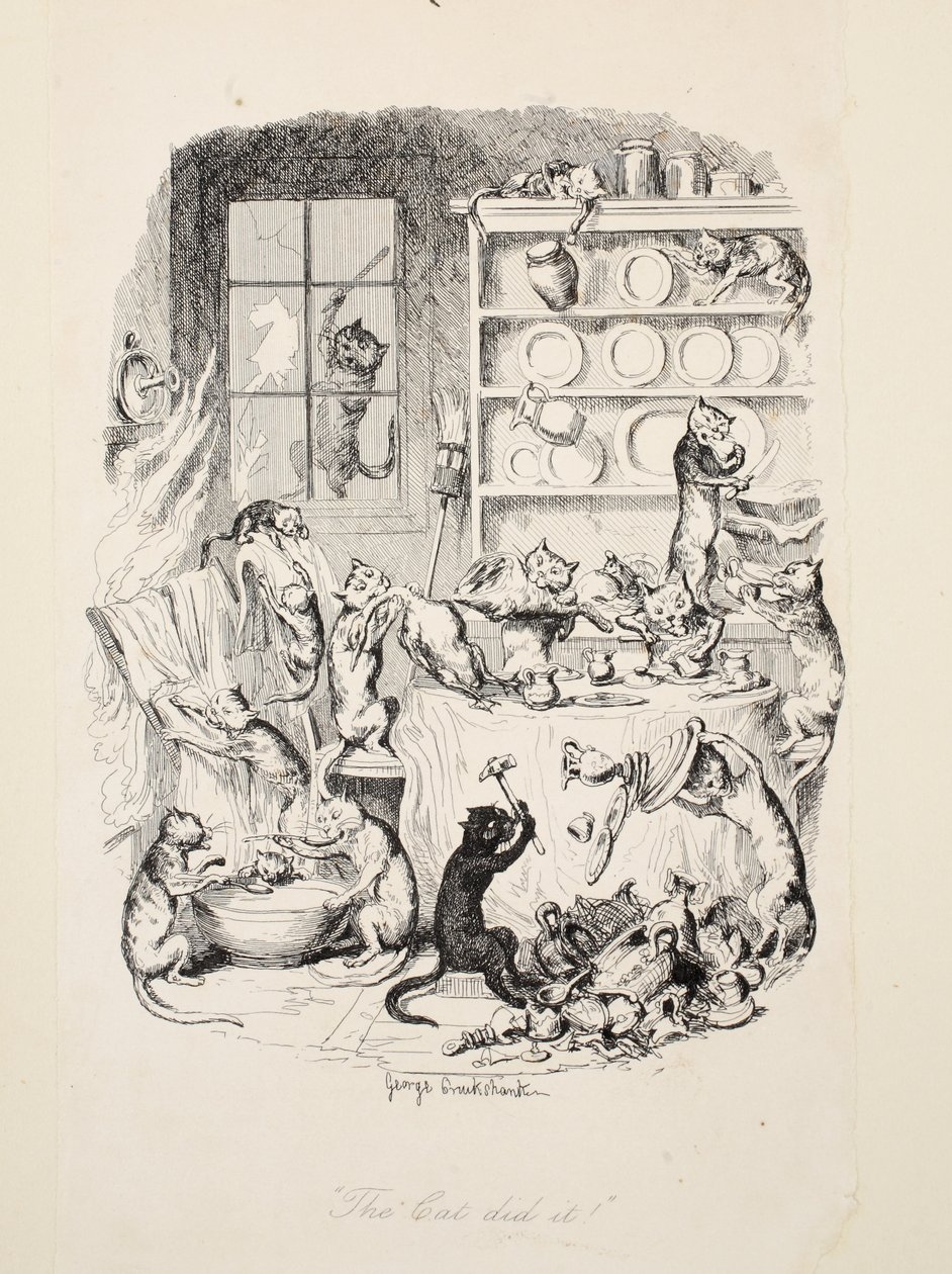The Cat Did It, from The Greatest Plague of Life, 1847 by George Cruikshank
