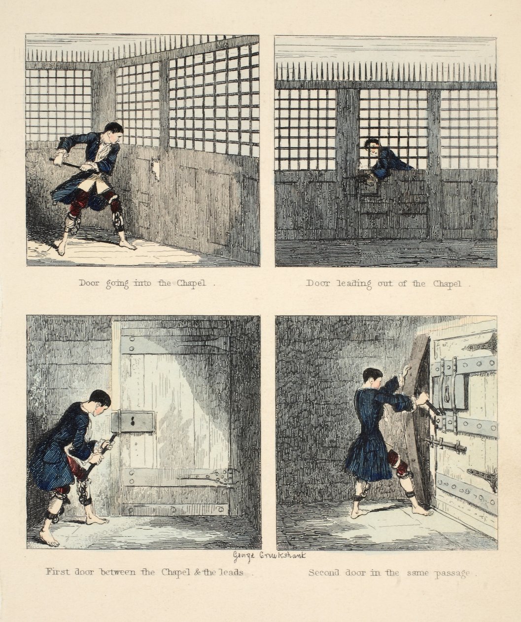 The Escape No. 2, Illustration from Jack Sheppard: A Romance by William Harrison Ainsworth, 1839 by George Cruikshank