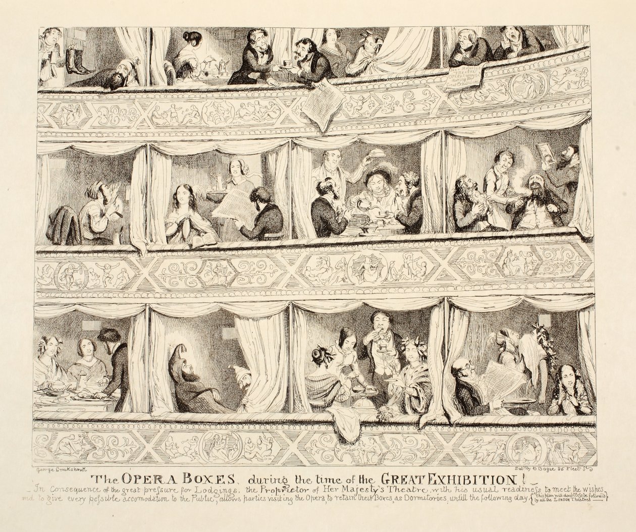 The Opera Boxes during the time of the Great Exhibition by George Cruikshank
