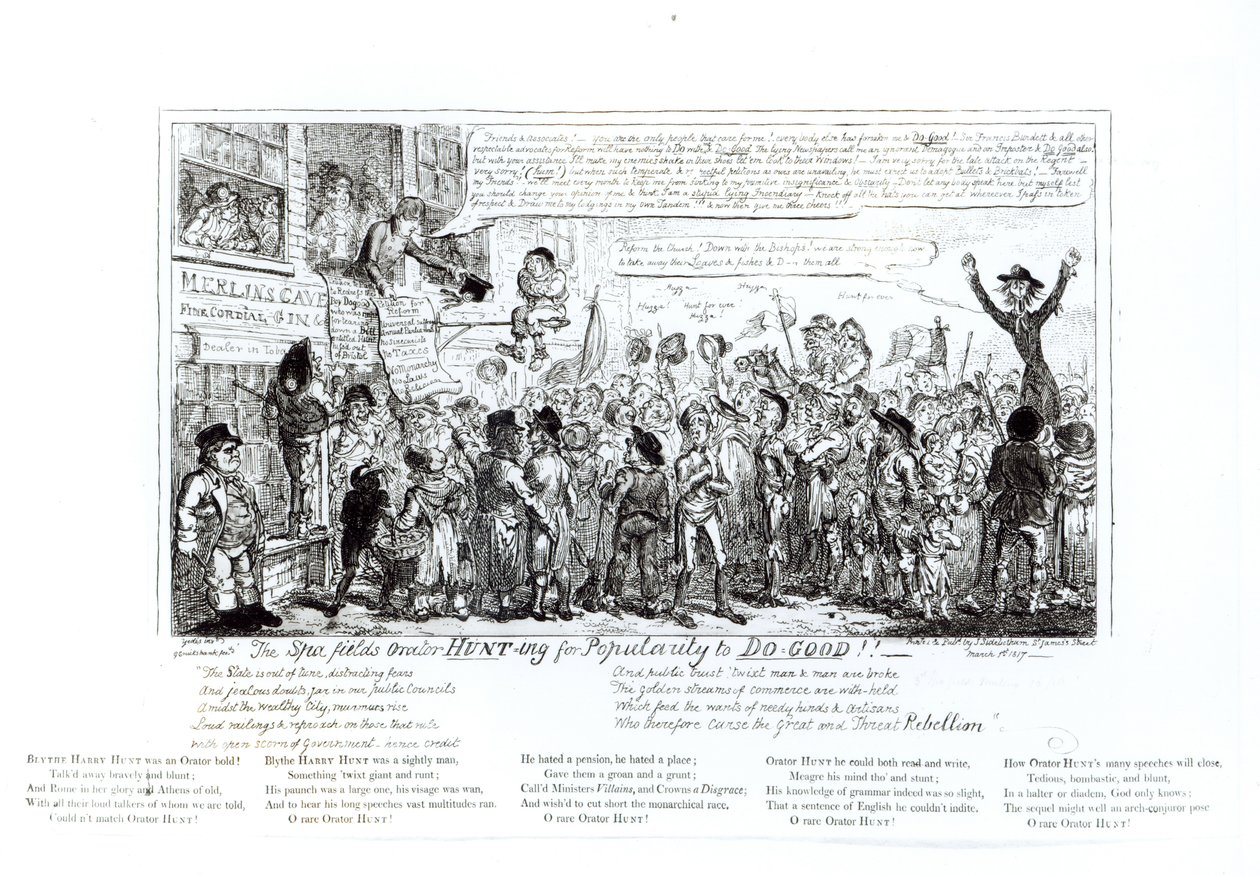 The Spa Fields Orator Hunt-ing for Popularity to Do-Good!!, pub. by J. Sidebotham by George Cruikshank