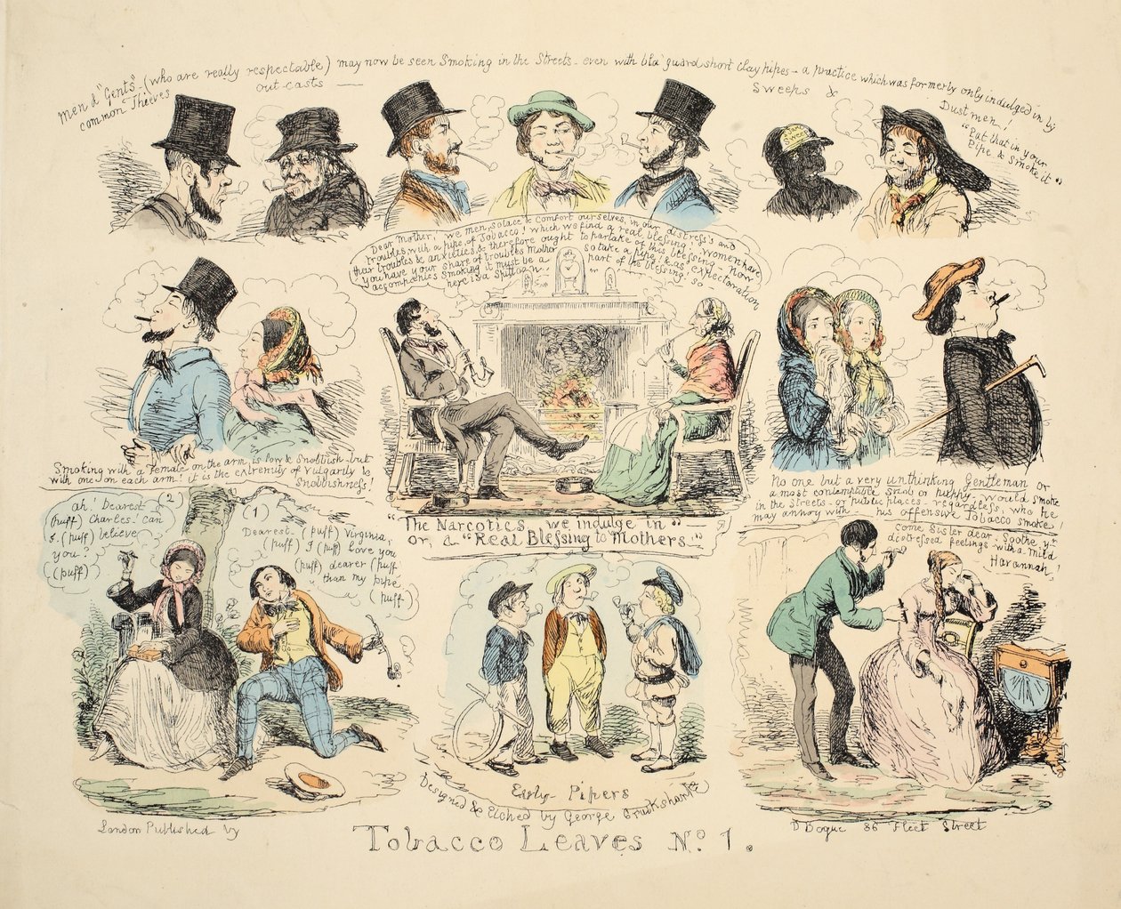 Tobacco Leaves No. 1, 1851 by George Cruikshank