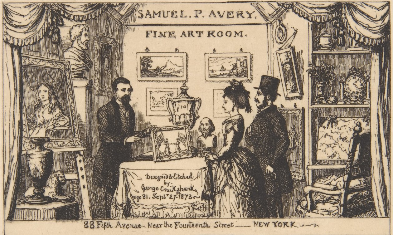 Trade Card for Samuel P. Avery--Fine Art Room by George Cruikshank