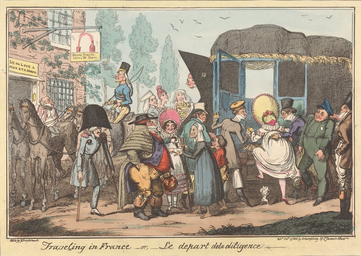 Traveling in France -or, -Le départ de la diligence by George Cruikshank