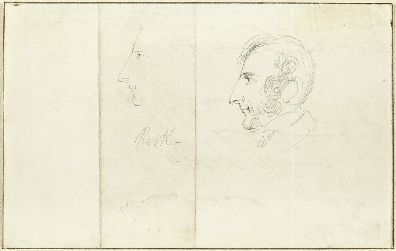Two Self-Portraits in Profile by George Cruikshank