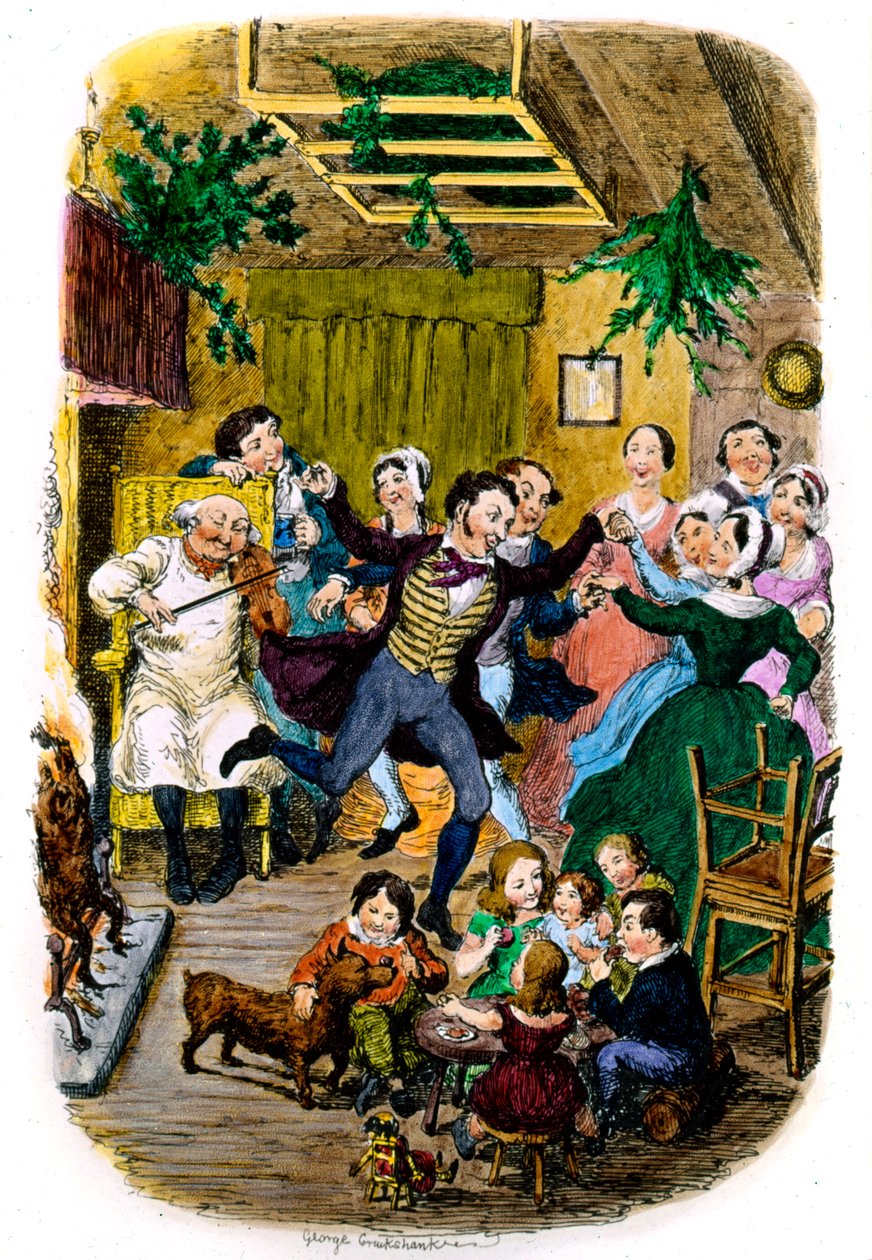 Victorian Christmas card by George Cruikshank