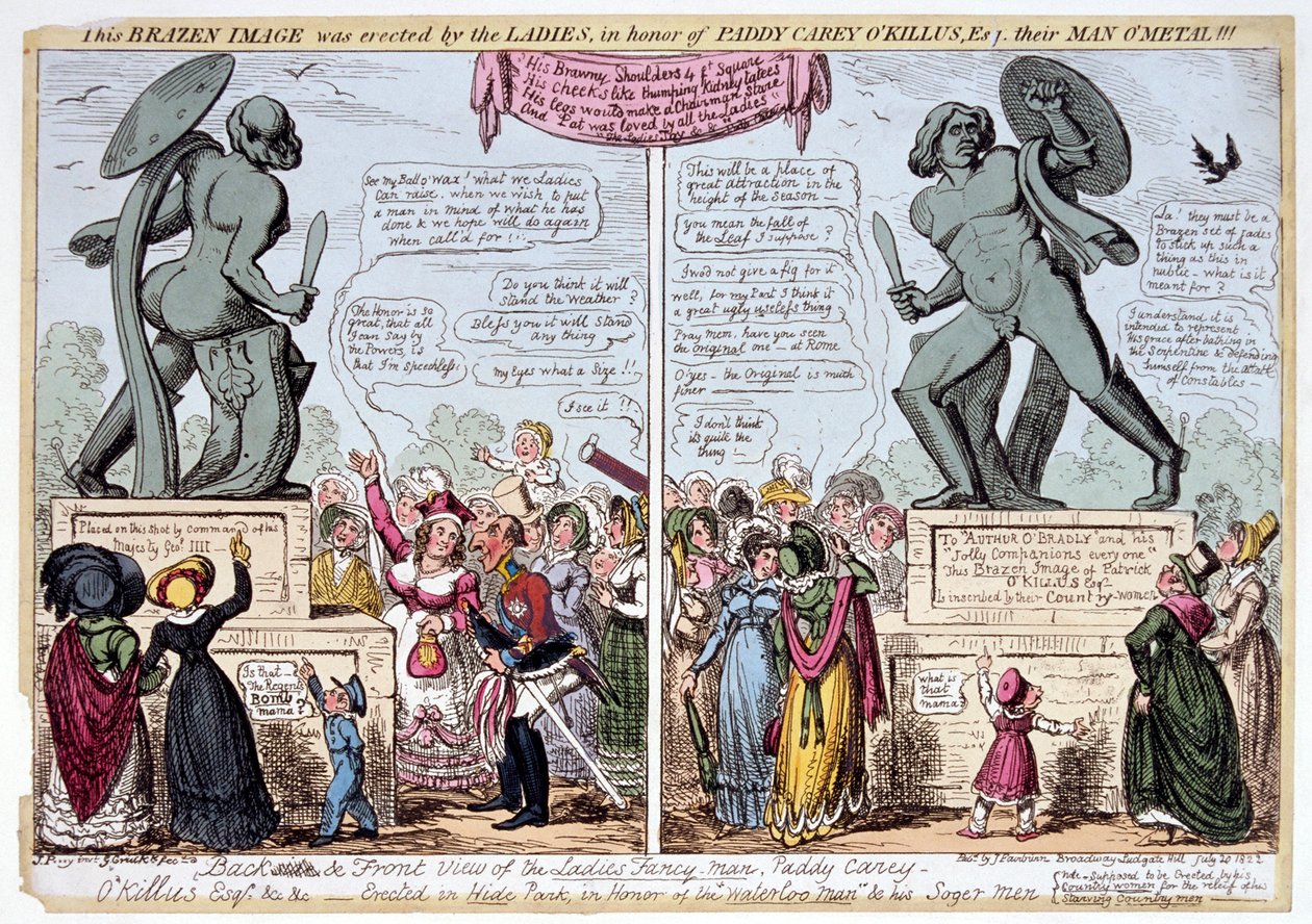 Women admiring the statue of Achilles, Hyde Park, London by George Cruikshank