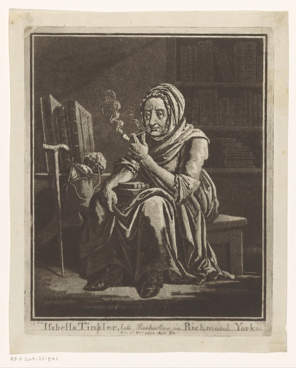 Portrait of Bookseller Isabella Tinkler from Richmond at Age 92 by George Cuitt (I)