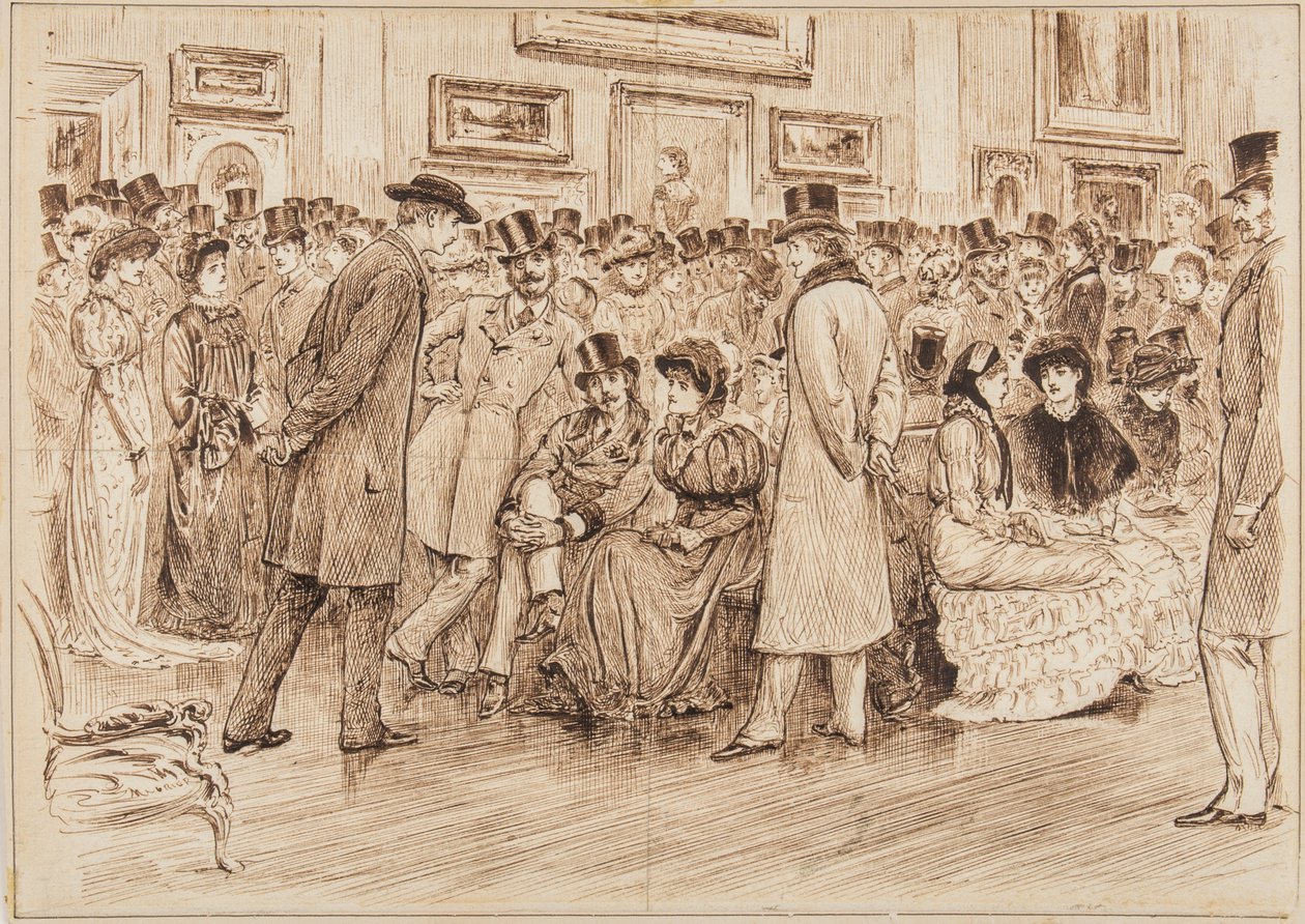 Mr Fielding, What Do You Think of These Pictures? This is Art, Private View at the Grosvenor Gallery by George du Maurier