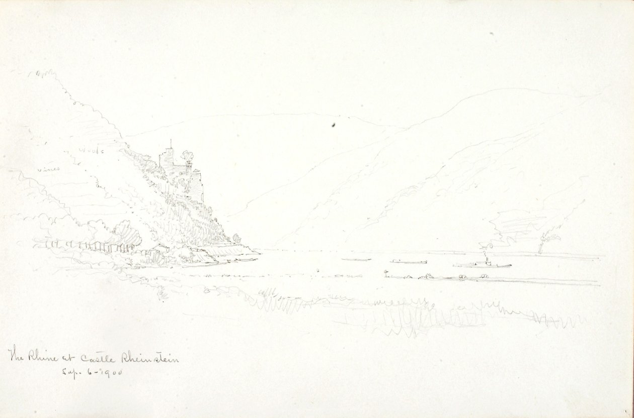 The Rhine at Castle Rheinstein by George Elbert Burr