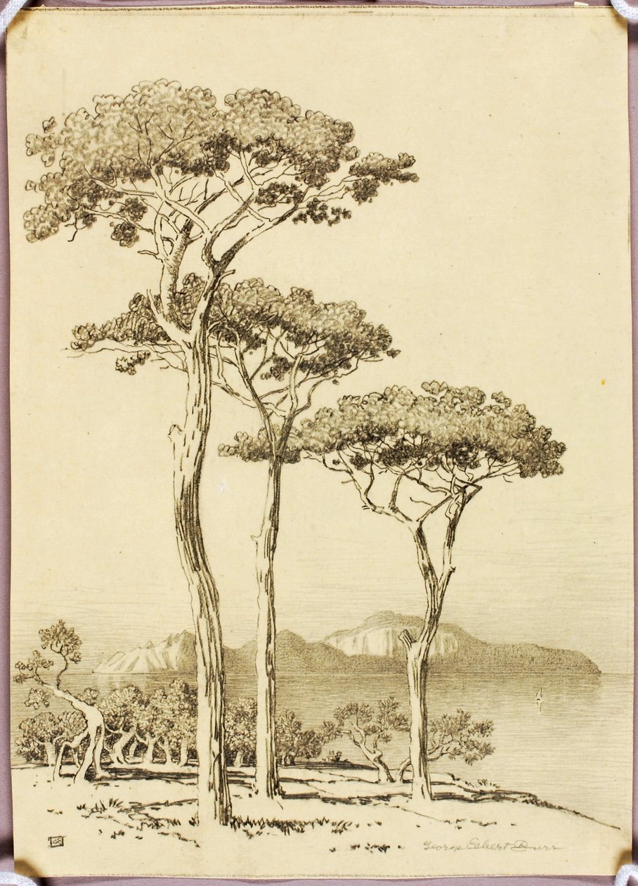 Untitled (transfer drawing for Capri from Sorrento) by George Elbert Burr