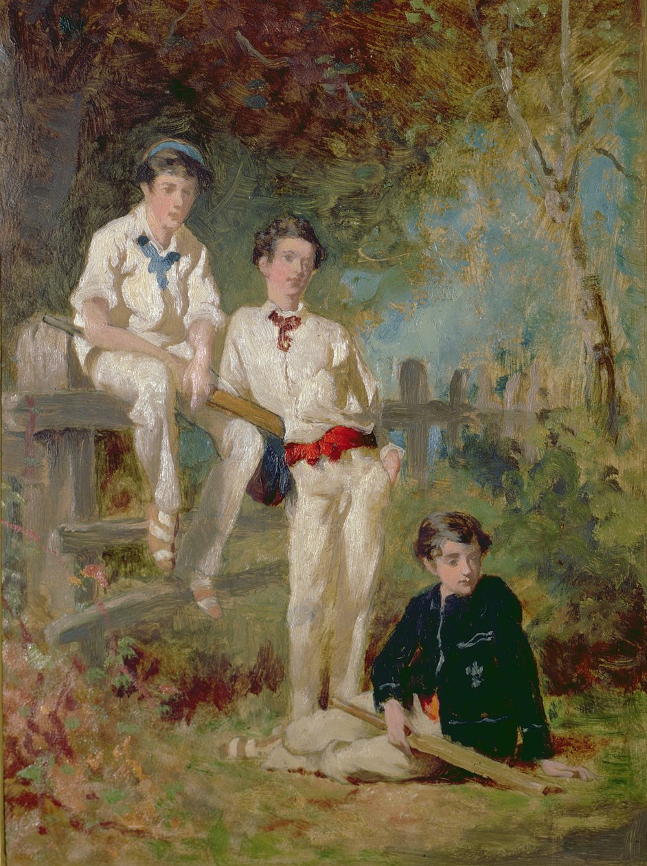 Three Young Cricketers, c.1883 by George Elgar Hicks