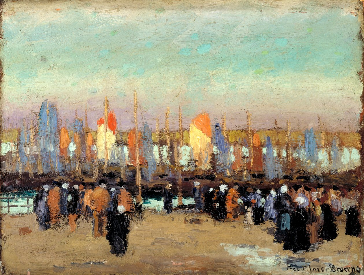 Harbor Scene with Fishing Boats by George Elmer Browne